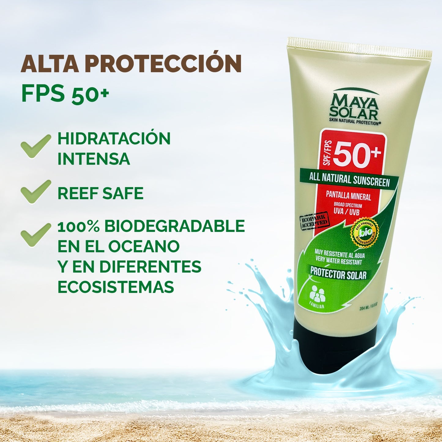 MAYA SOLOR BLOQUEADOR SOLAR EN CREMA FPS 50+ BIODEGRADABLE 204ML